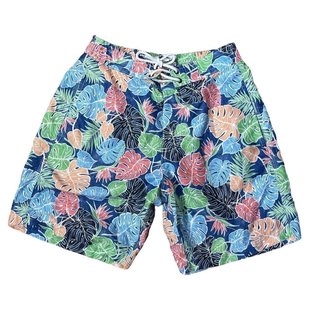 Trunks Surf & Swim Men's Swim trunks Shorts Blue Green Leaf Size S Small